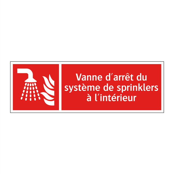 Vanne d'arrêt du système de sprinklers à l'intérieur