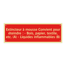 Extincteur à mousse Convient pour éteindre : - Bois, papier, textile, etc. (A) - Liquides inflammables (B)