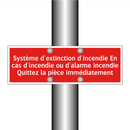 Système d'extinction d'incendie En cas d'incendie ou d'alarme incendie Quittez la pièce immédiatement