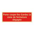 Porte coupe-feu Gardez la zone de fermeture dégagée