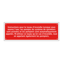 Instructions pour le tuyau d'incendie Lorsque vous ouvrez l'eau, les pompes du système de sprinklers sont activées et les pompiers sont automatiquement appelés. N'utilisez ce tuyau qu'en cas d'incendie, tout en appelant également les pompiers.