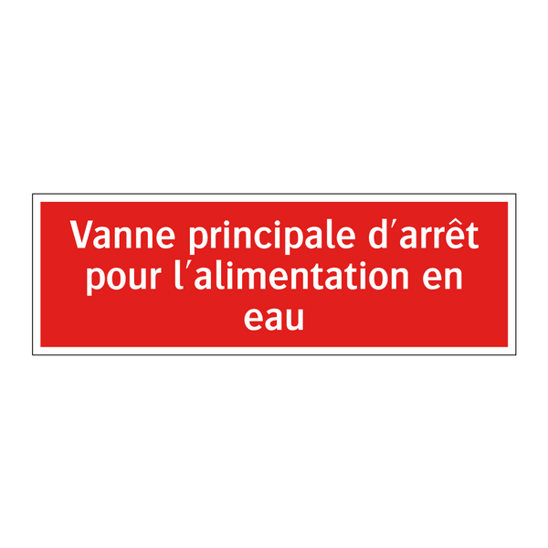 Vanne principale d'arrêt pour l'alimentation en eau