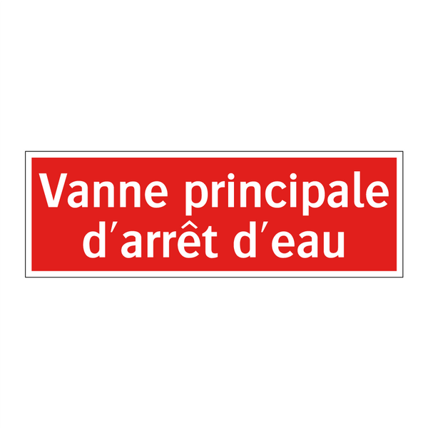 Vanne principale d'arrêt d'eau
