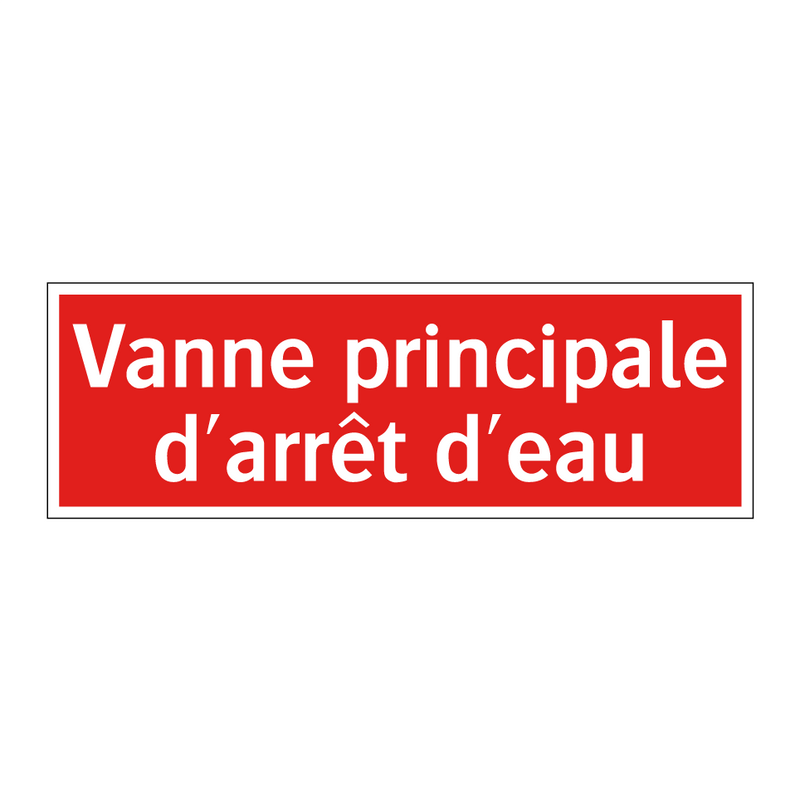 Vanne principale d'arrêt d'eau