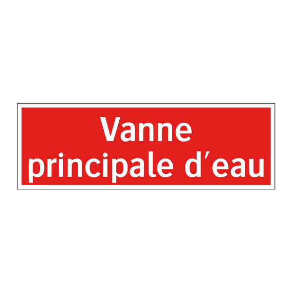 Vanne principale d'eau