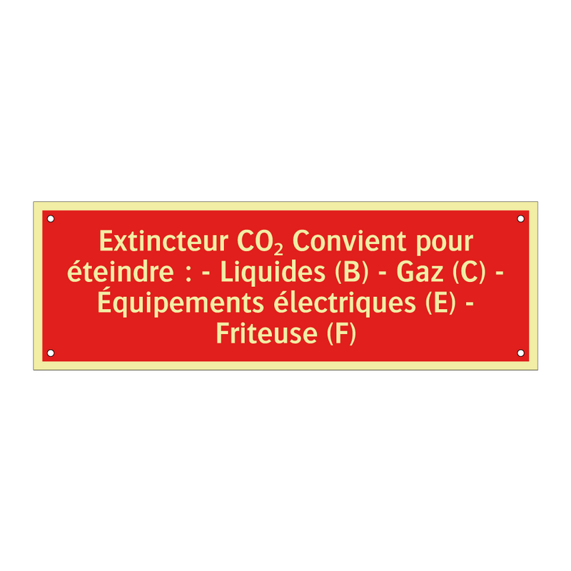 Extincteur CO₂ Convient pour éteindre : - Liquides (B) - Gaz (C) - Équipements électriques (E) - Friteuse (F)