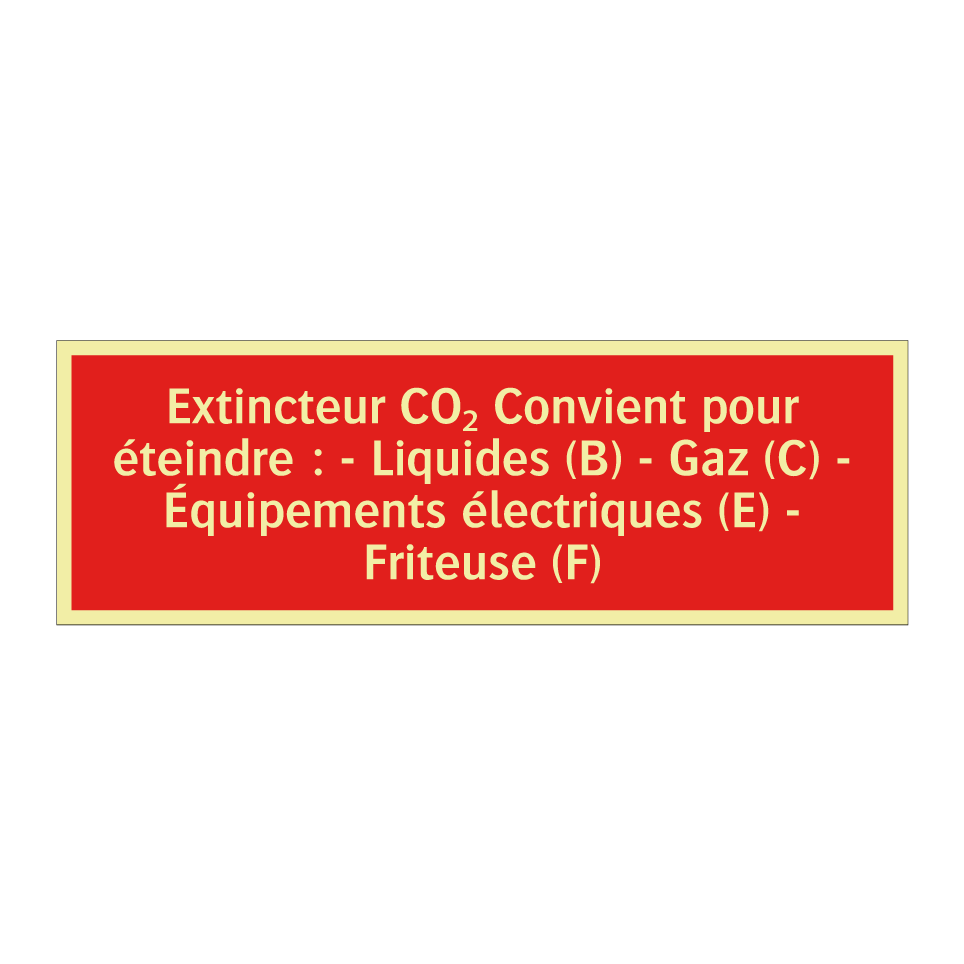 Extincteur CO₂ Convient pour éteindre : - Liquides (B) - Gaz (C) - Équipements électriques (E) - Friteuse (F)