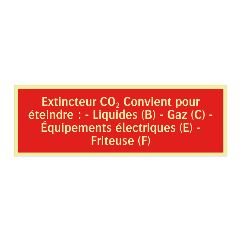 Extincteur CO₂ Convient pour éteindre : - Liquides (B) - Gaz (C) - Équipements électriques (E) - Friteuse (F)