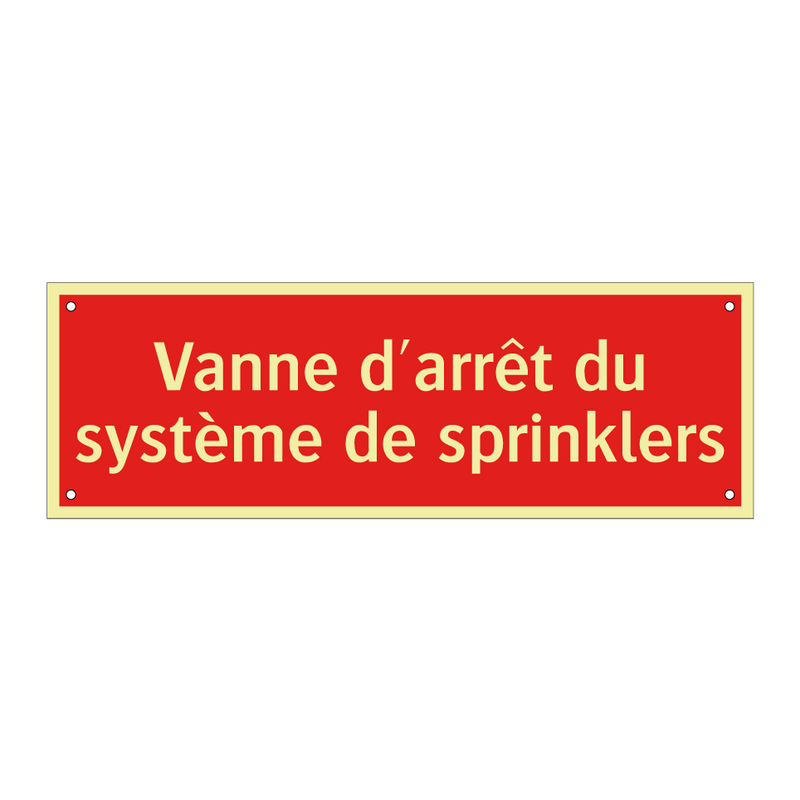 Vanne d'arrêt du système de sprinklers