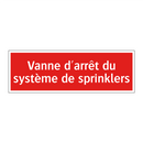 Vanne d'arrêt du système de sprinklers