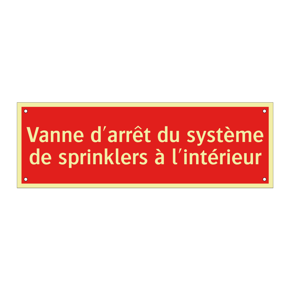 Vanne d'arrêt du système de sprinklers à l'intérieur