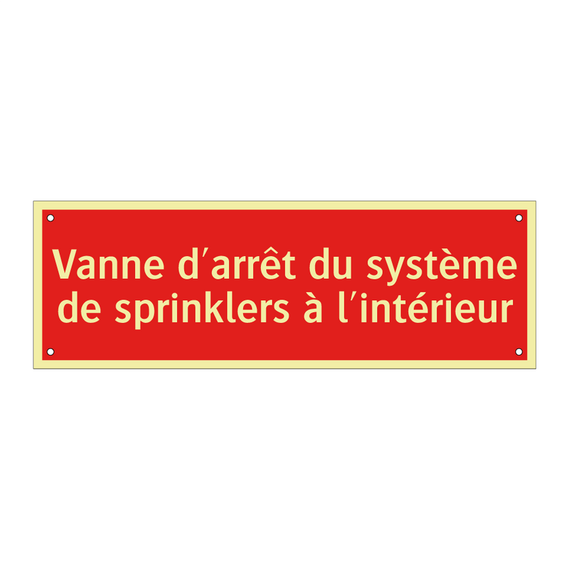 Vanne d'arrêt du système de sprinklers à l'intérieur