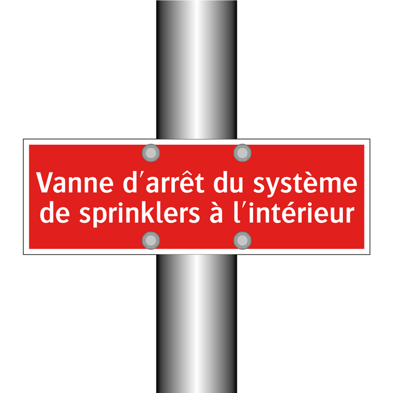 Vanne d'arrêt du système de sprinklers à l'intérieur