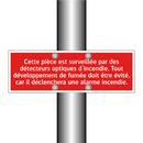 Cette pièce est surveillée par des détecteurs optiques d'incendie. Tout développement de fumée doit être évité, car il déclenchera une alarme incendie.