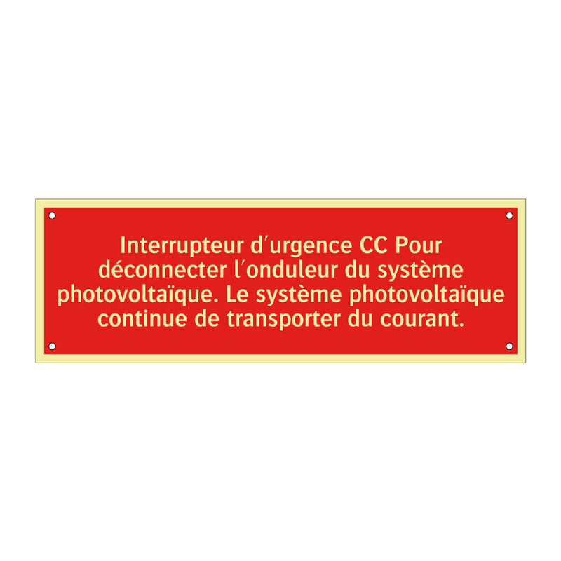 Interrupteur d'urgence CC Pour déconnecter l'onduleur du système photovoltaïque. Le système photovoltaïque continue de transporter du courant.