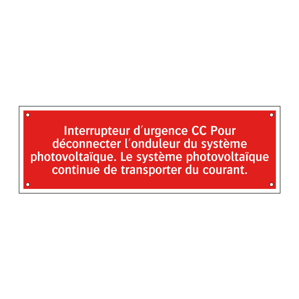 Interrupteur d'urgence CC Pour déconnecter l'onduleur du système photovoltaïque. Le système photovoltaïque continue de transporter du courant.