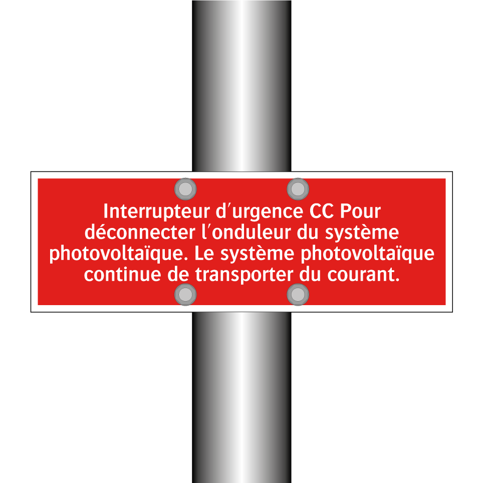 Interrupteur d'urgence CC Pour déconnecter l'onduleur du système photovoltaïque. Le système photovoltaïque continue de transporter du courant.