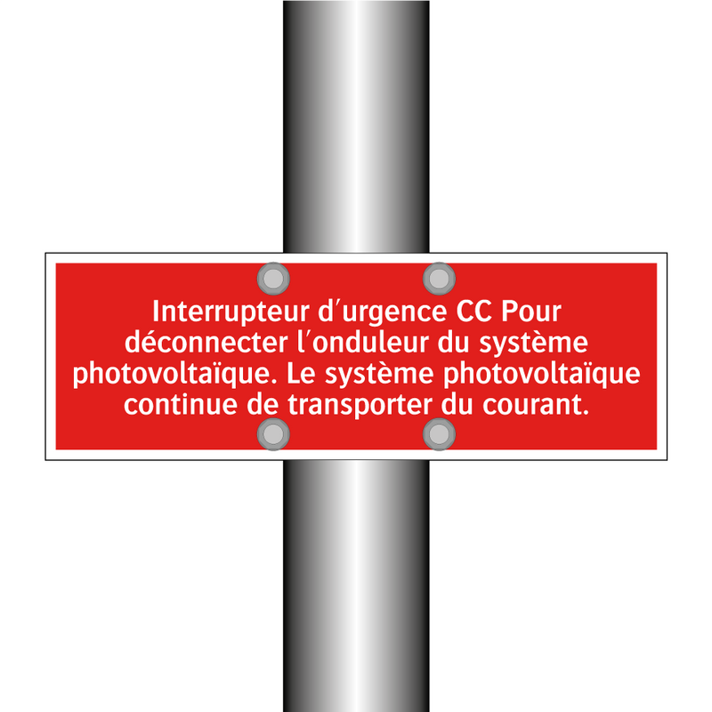Interrupteur d'urgence CC Pour déconnecter l'onduleur du système photovoltaïque. Le système photovoltaïque continue de transporter du courant.