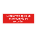 L'eau arrive après un maximum de 60 secondes.