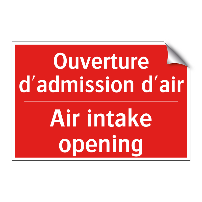 Ouverture d'admission d'air - Air intake opening