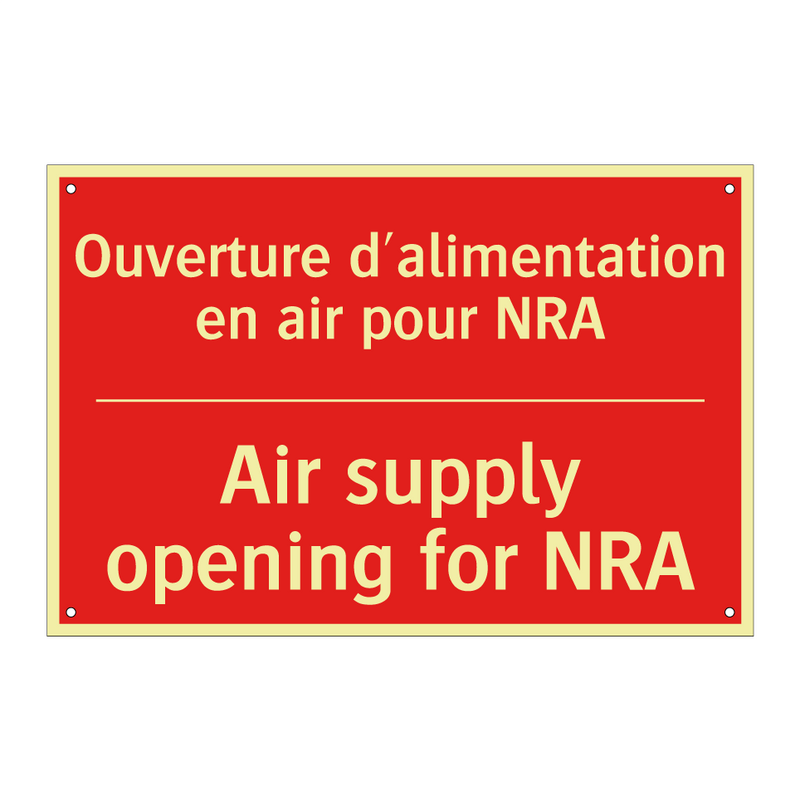 Ouverture d'alimentation en air /.../ - Air supply opening for NRA