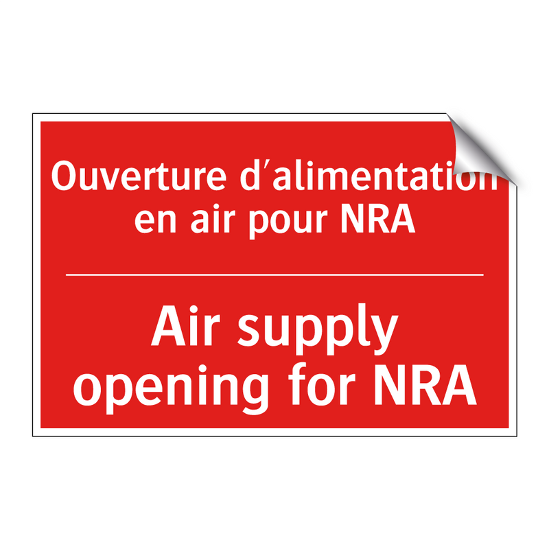 Ouverture d'alimentation en air /.../ - Air supply opening for NRA