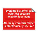Système d'alarme cet objet est /.../ - Alarm system this object is electronically /.../