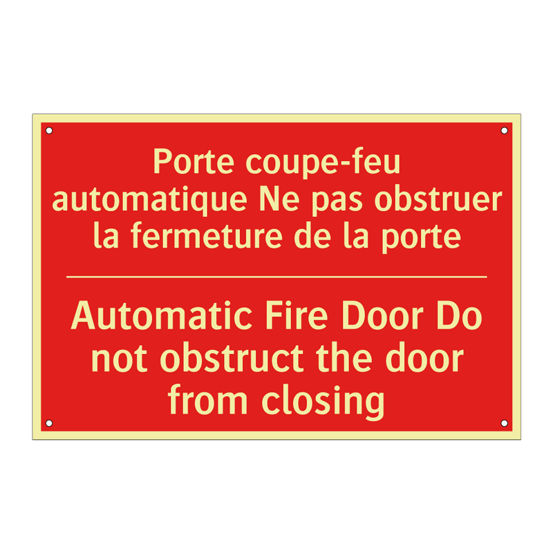 Porte coupe-feu automatique Ne /.../ - Automatic Fire Door Do not obstruct /.../