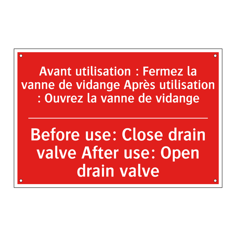 Avant utilisation : Fermez la /.../ - Before use: Close drain valve /.../