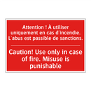 Attention ! À utiliser uniquement /.../ - Caution! Use only in case of fire. /.../