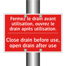 Fermez le drain avant utilisation, /.../ - Close drain before use, open drain /.../