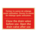 Fermez la vanne de vidange avant /.../ - Close the drain valve before use. /.../