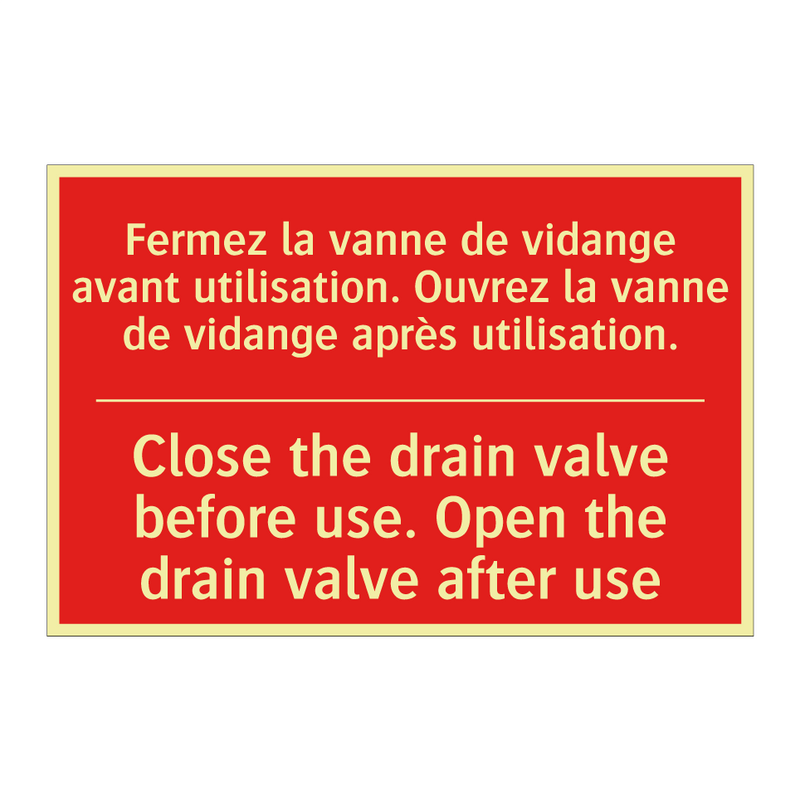 Fermez la vanne de vidange avant /.../ - Close the drain valve before use. /.../
