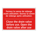Fermez la vanne de vidange avant /.../ - Close the drain valve before use. /.../
