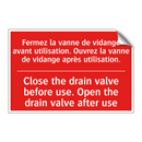 Fermez la vanne de vidange avant /.../ - Close the drain valve before use. /.../