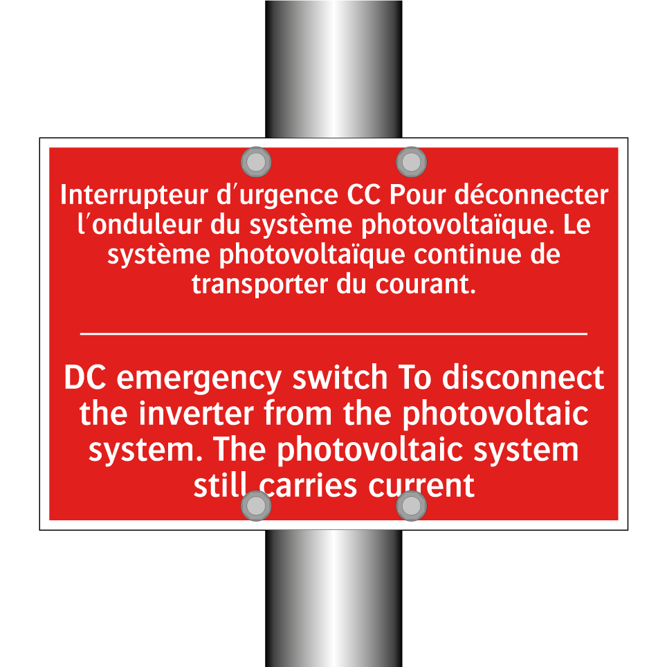 Interrupteur d'urgence CC Pour /.../ - DC emergency switch To disconnect /.../