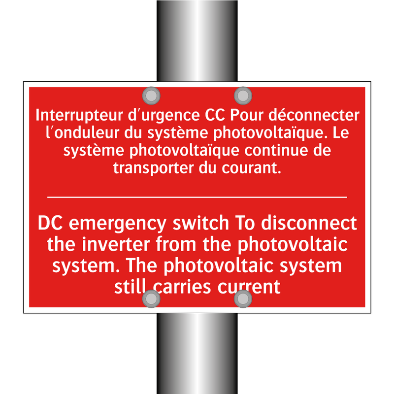 Interrupteur d'urgence CC Pour /.../ - DC emergency switch To disconnect /.../