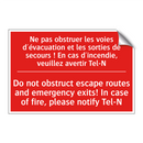 Ne pas obstruer les voies d'évacuation /.../ - Do not obstruct escape routes /.../