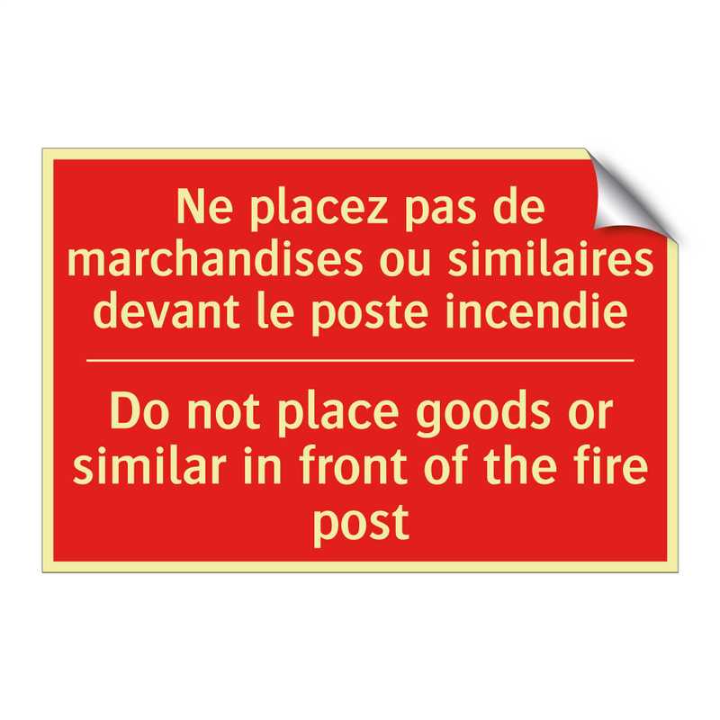 Ne placez pas de marchandises /.../ - Do not place goods or similar /.../