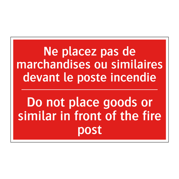 Ne placez pas de marchandises /.../ - Do not place goods or similar /.../