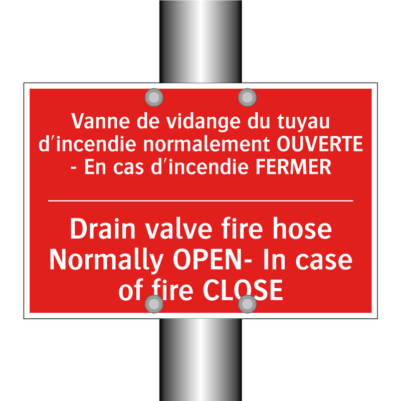 Vanne de vidange du tuyau d'incendie /.../ - Drain valve fire hose Normally /.../
