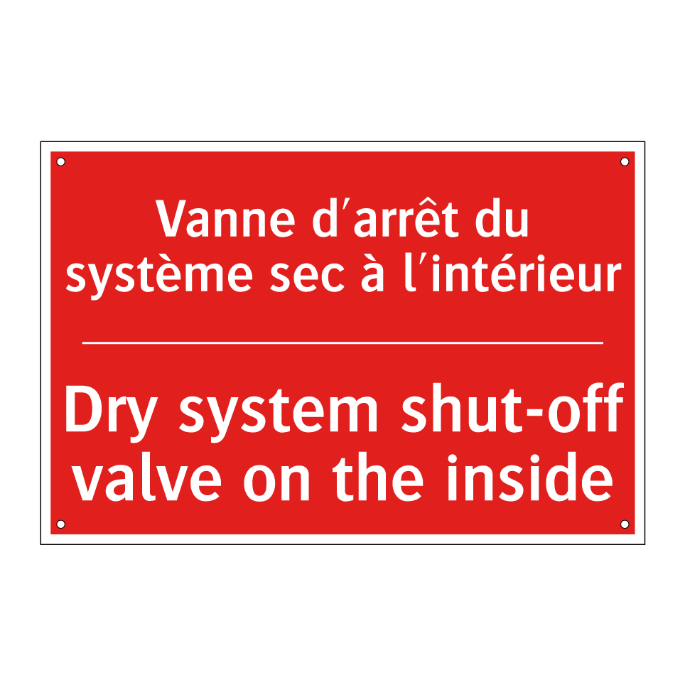 Vanne d'arrêt du système sec à /.../ - Dry system shut-off valve on the /.../