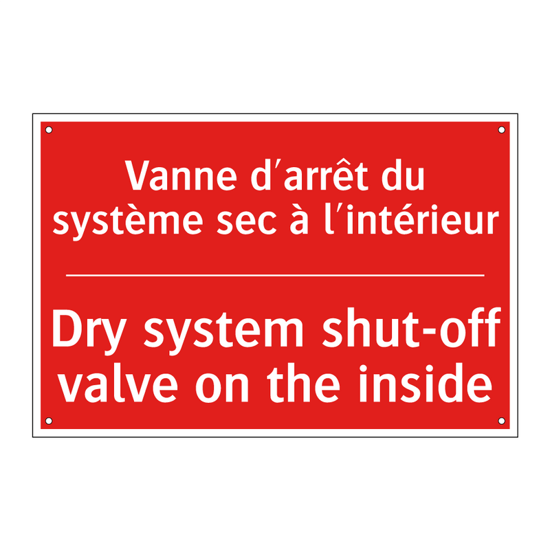 Vanne d'arrêt du système sec à /.../ - Dry system shut-off valve on the /.../