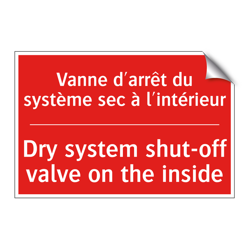 Vanne d'arrêt du système sec à /.../ - Dry system shut-off valve on the /.../