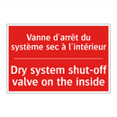 Vanne d'arrêt du système sec à /.../ - Dry system shut-off valve on the /.../