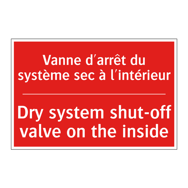 Vanne d'arrêt du système sec à /.../ - Dry system shut-off valve on the /.../