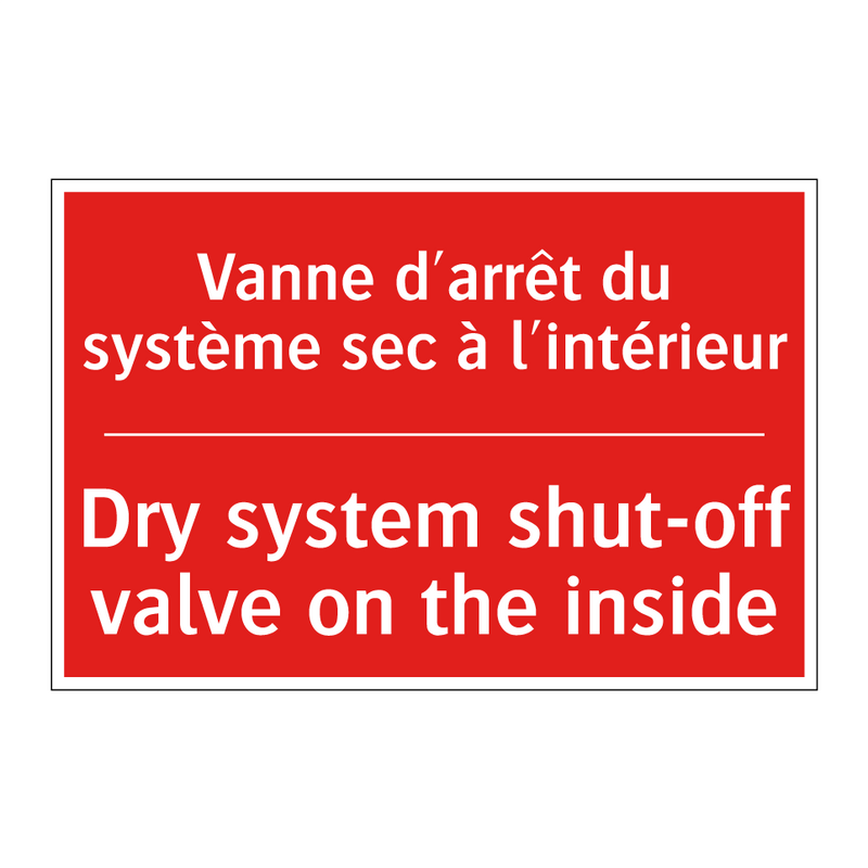 Vanne d'arrêt du système sec à /.../ - Dry system shut-off valve on the /.../