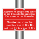 Ascenseur ne doit pas être utilisé /.../ - Elevator must not be used in case /.../