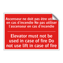 Ascenseur ne doit pas être utilisé /.../ - Elevator must not be used in case /.../