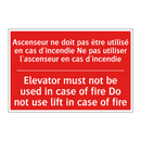 Ascenseur ne doit pas être utilisé /.../ - Elevator must not be used in case /.../